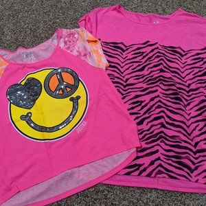 Justice Lot - 2 Shirts Bright Pink; Size 20